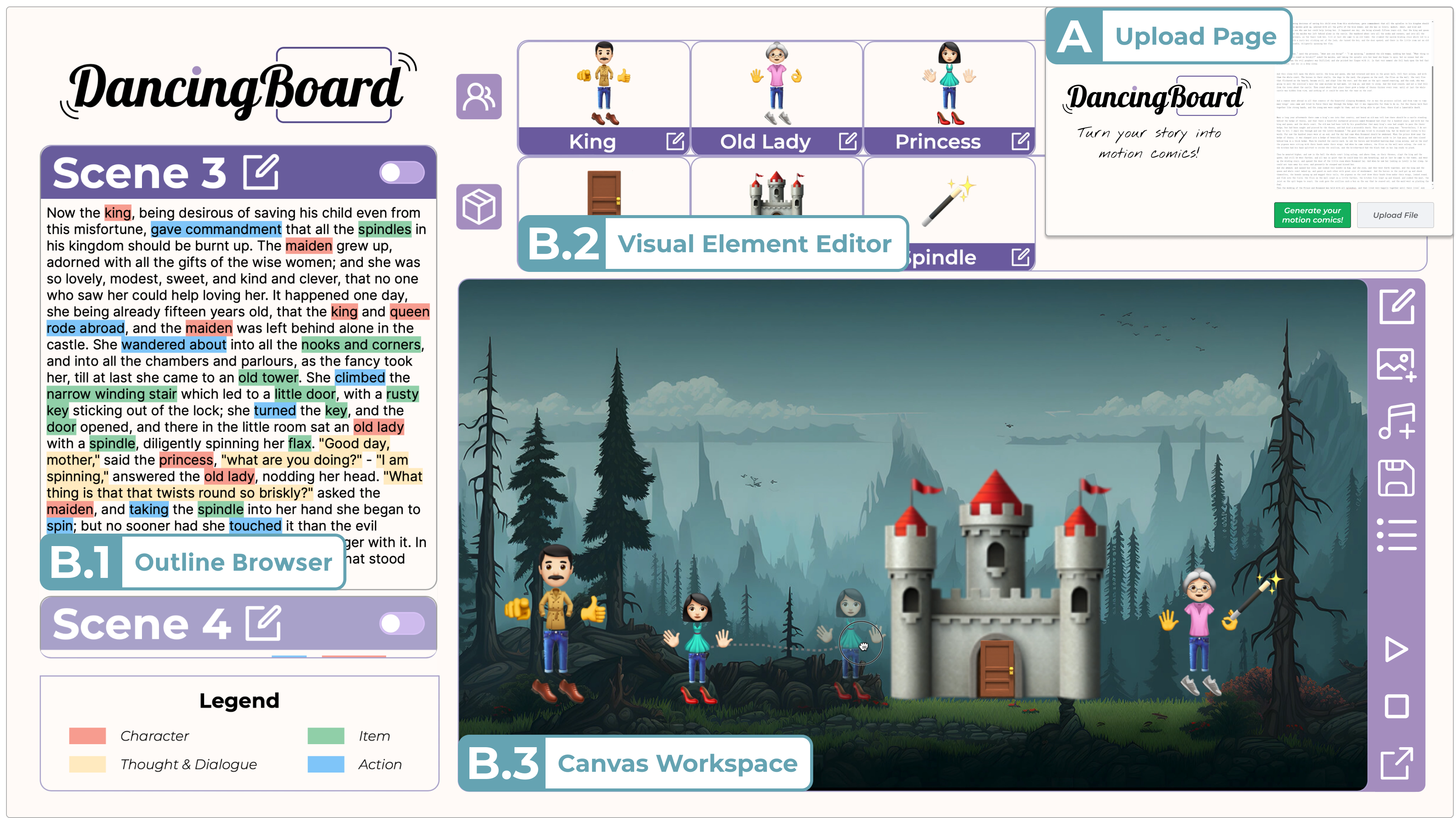<em>DancingBoard</em>: Streamlining the Creation of Motion Comics to Enhance Narratives
